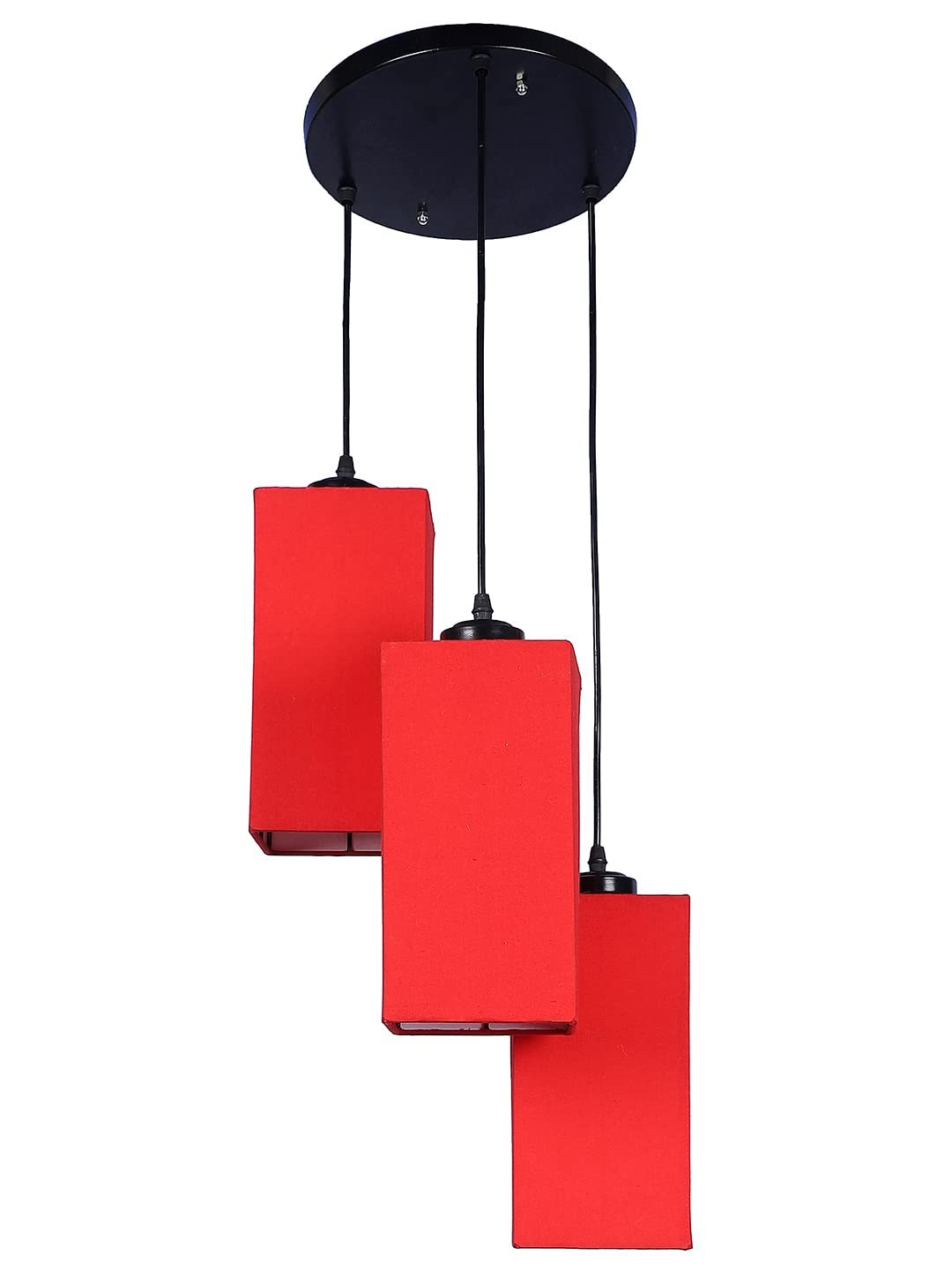 Red Cotton Square Cluster Hanging Lamp