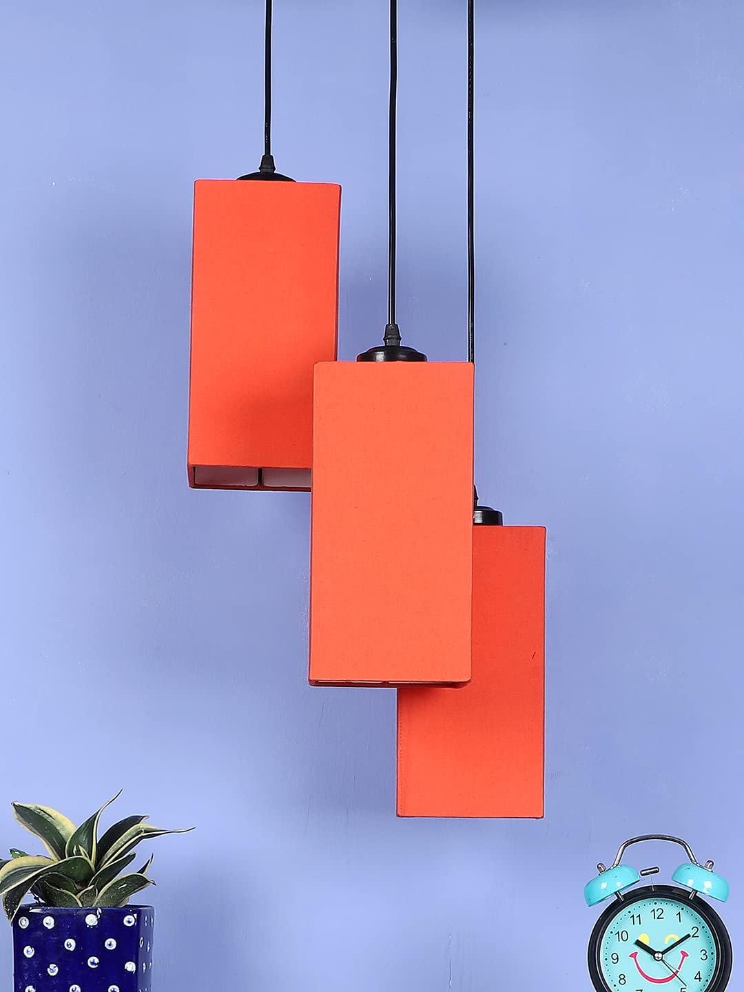 Orange Cotton Square Cluster Hanging Lamp