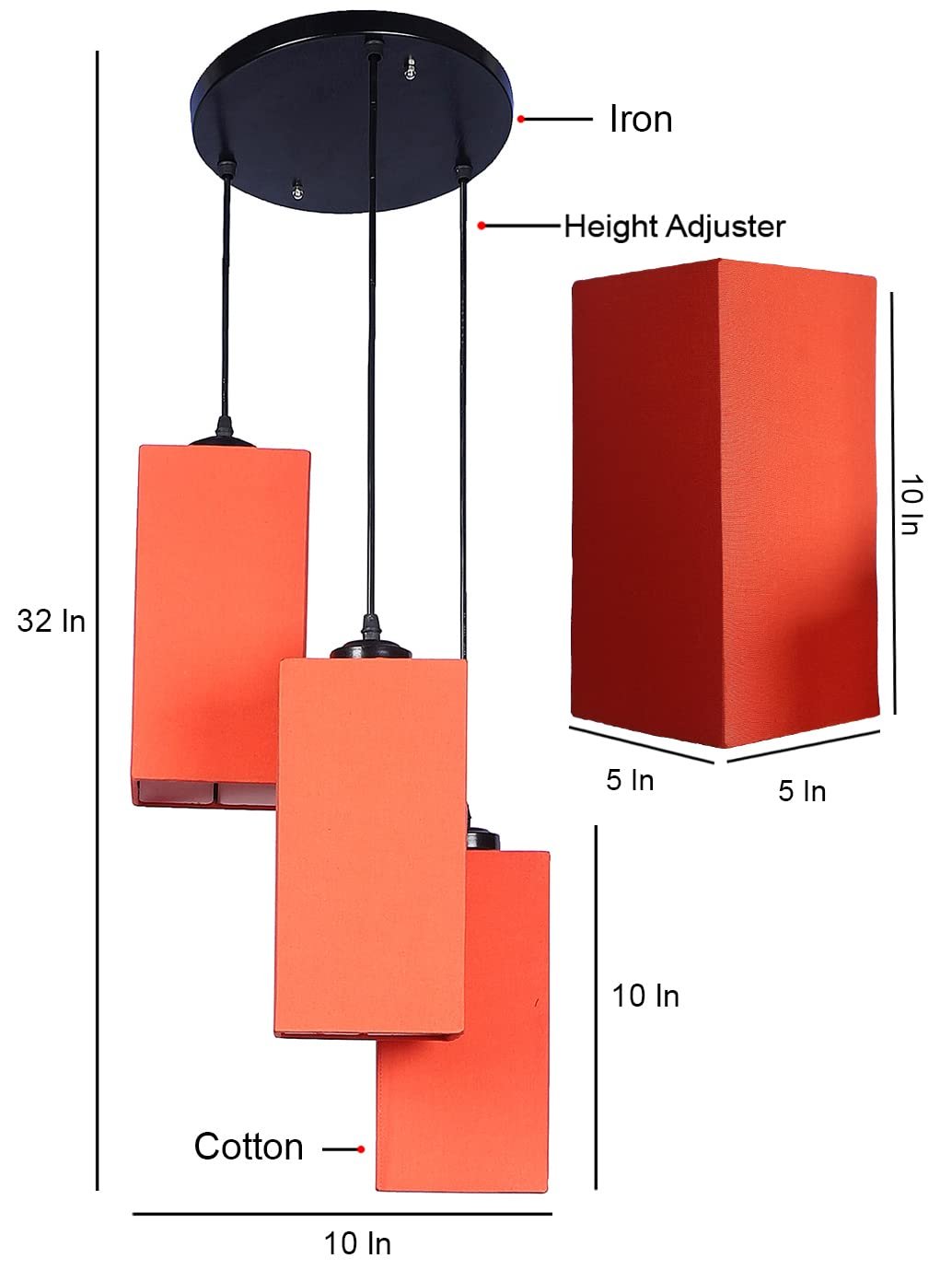 Orange Cotton Square Cluster Hanging Lamp