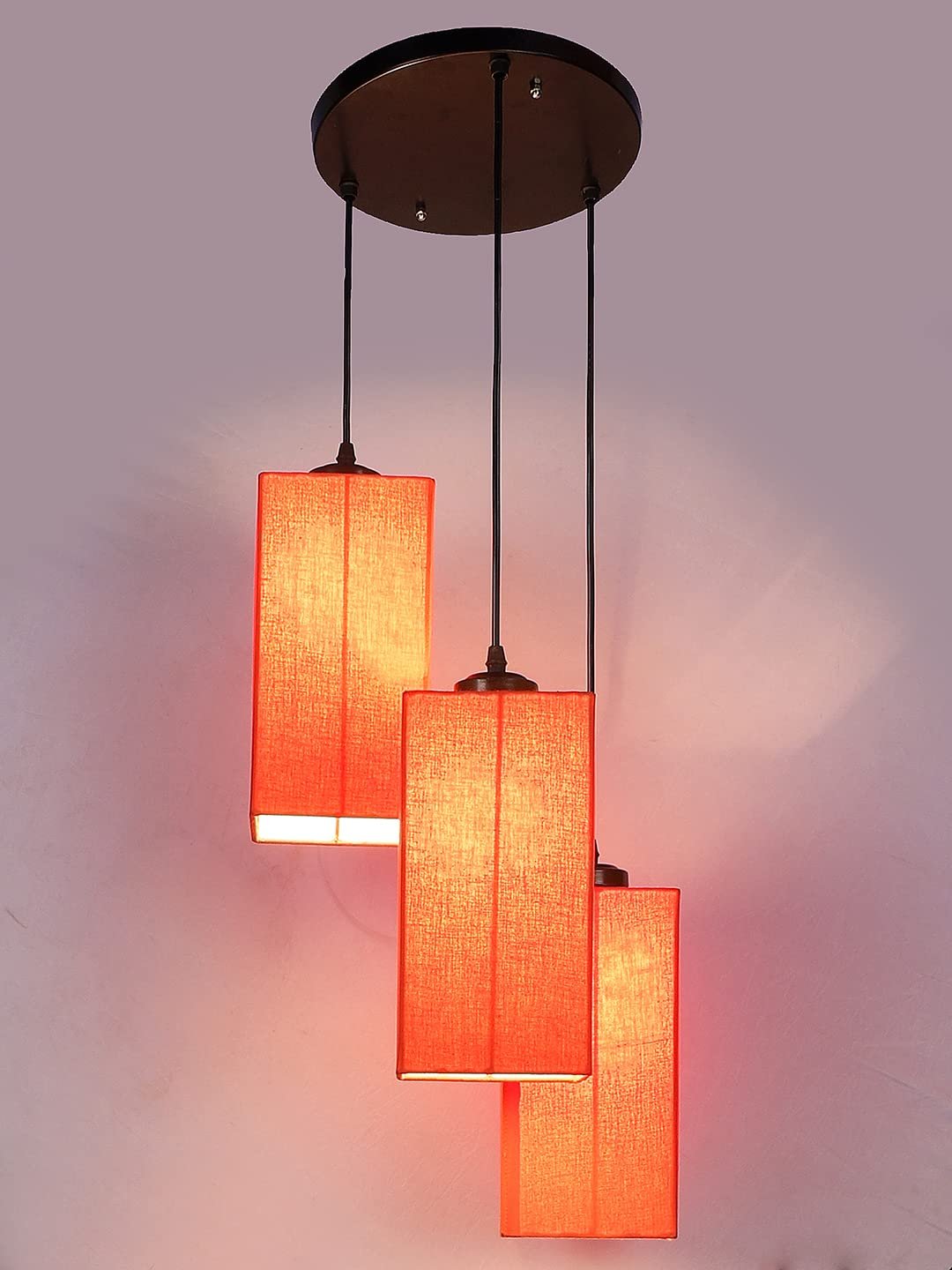Orange Cotton Square Cluster Hanging Lamp