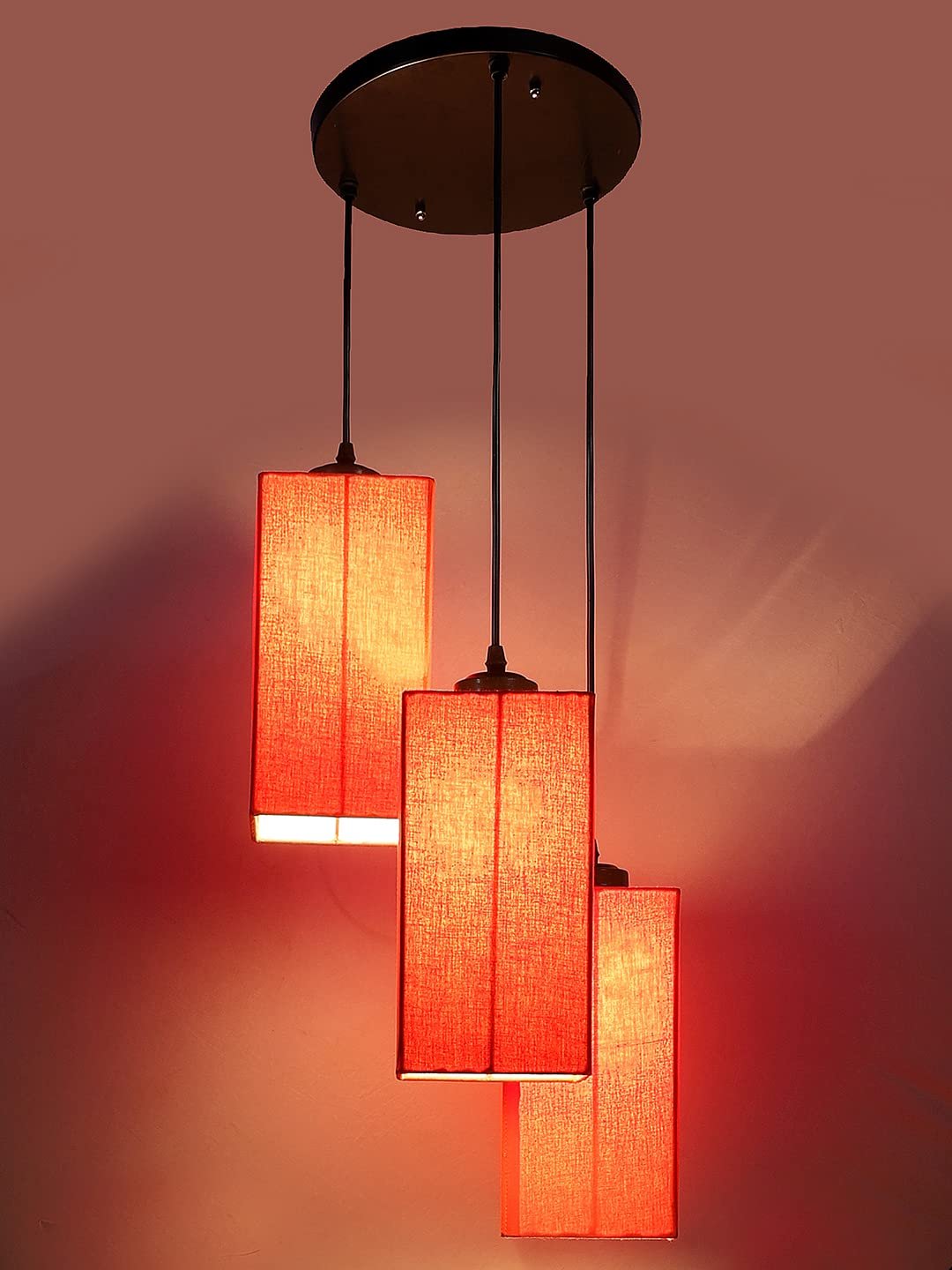 Orange Cotton Square Cluster Hanging Lamp