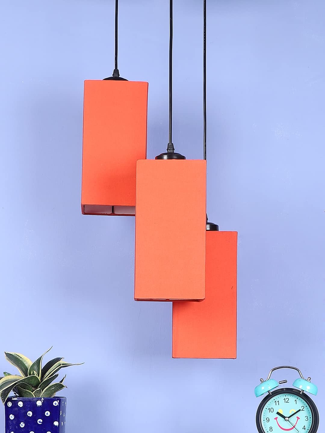 Orange Cotton Square Cluster Hanging Lamp