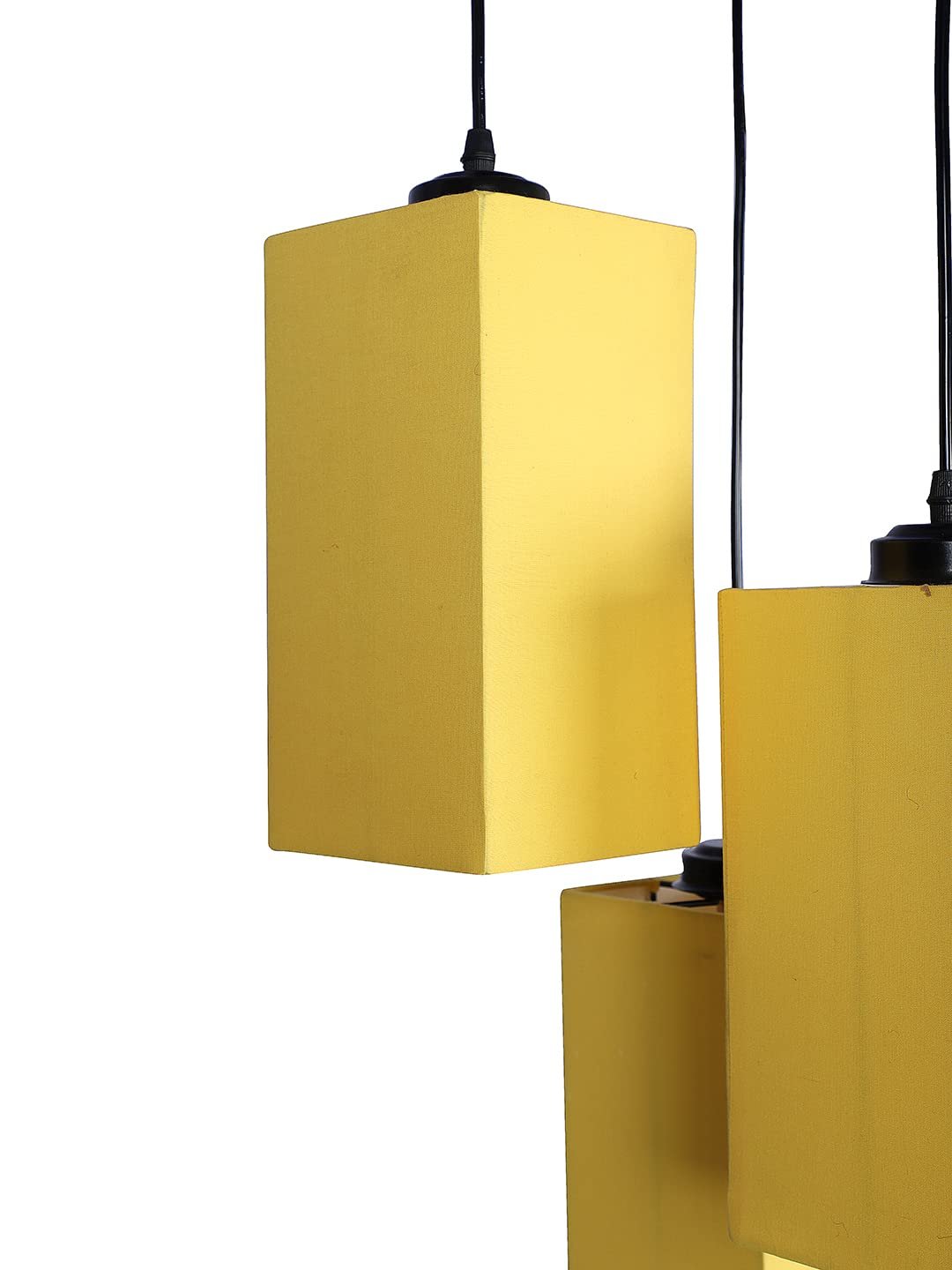 Yellow Cotton Square Cluster Hanging Lamp