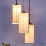 Grey Cotton Square Cluster Hanging Lamp