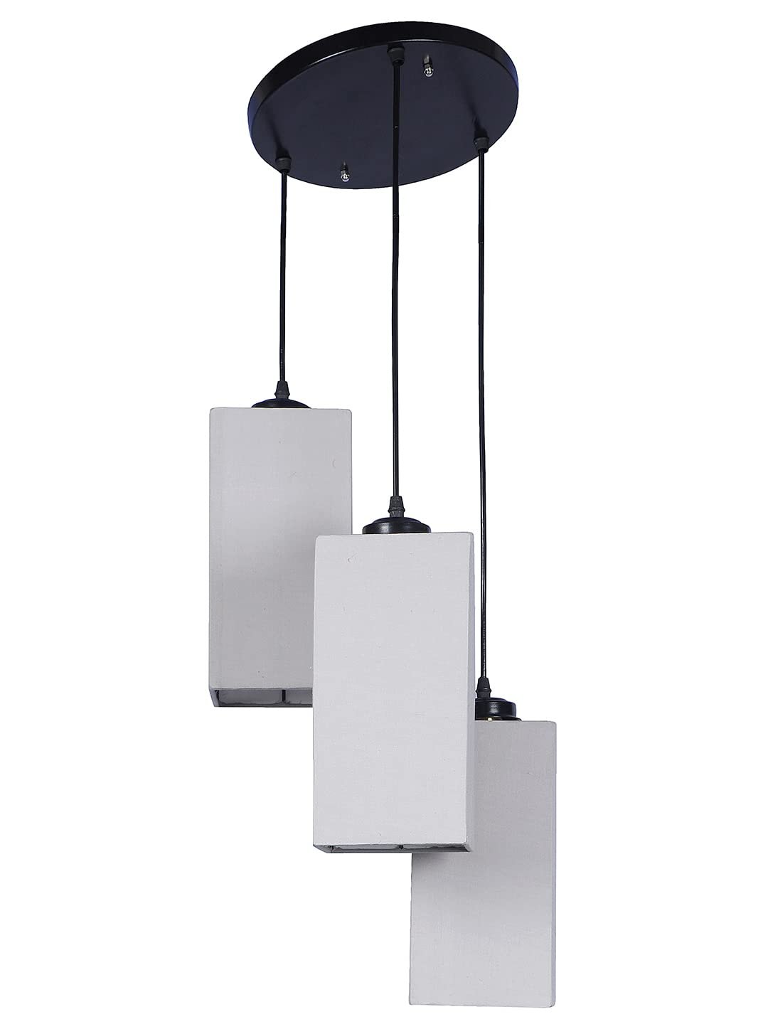 Grey Cotton Square Cluster Hanging Lamp