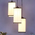 Multicolor Cotton Square Drum Cluster Hanging Lamp