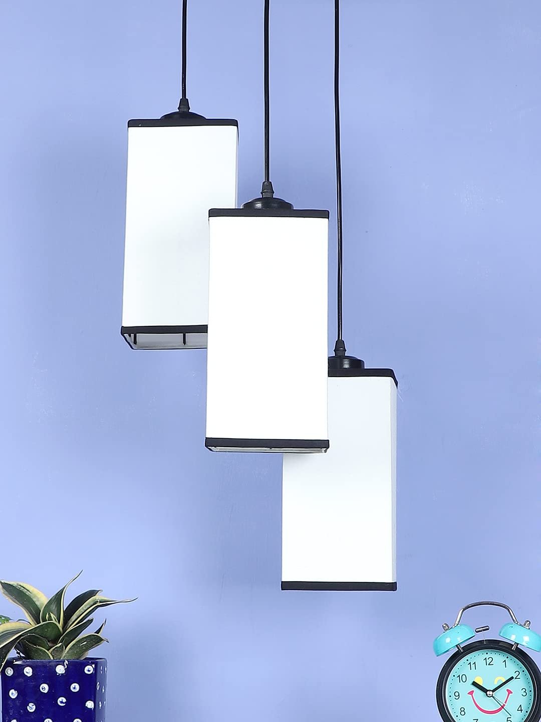Multicolor Cotton Square Drum Cluster Hanging Lamp
