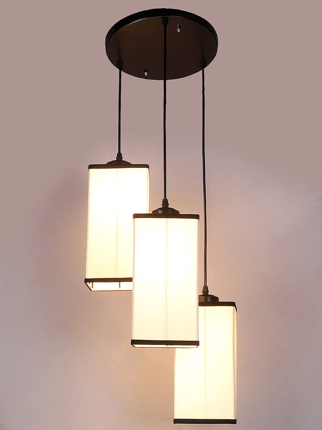Multicolor Cotton Square Drum Cluster Hanging Lamp
