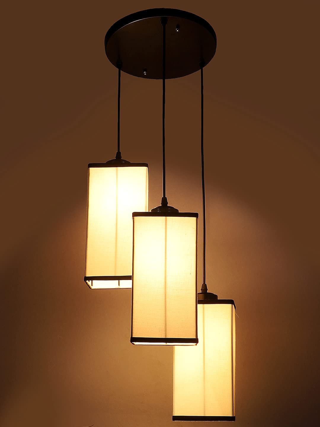 Multicolor Cotton Square Drum Cluster Hanging Lamp