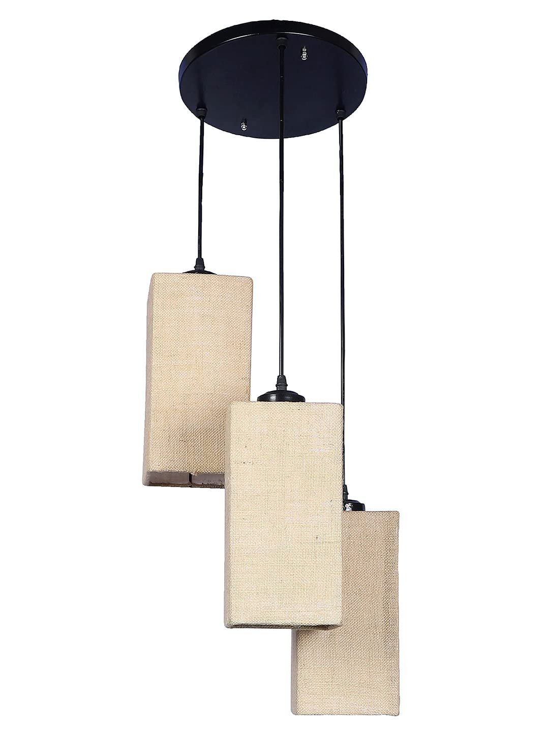 Beige Jute Square Cluster Hanging Lamp