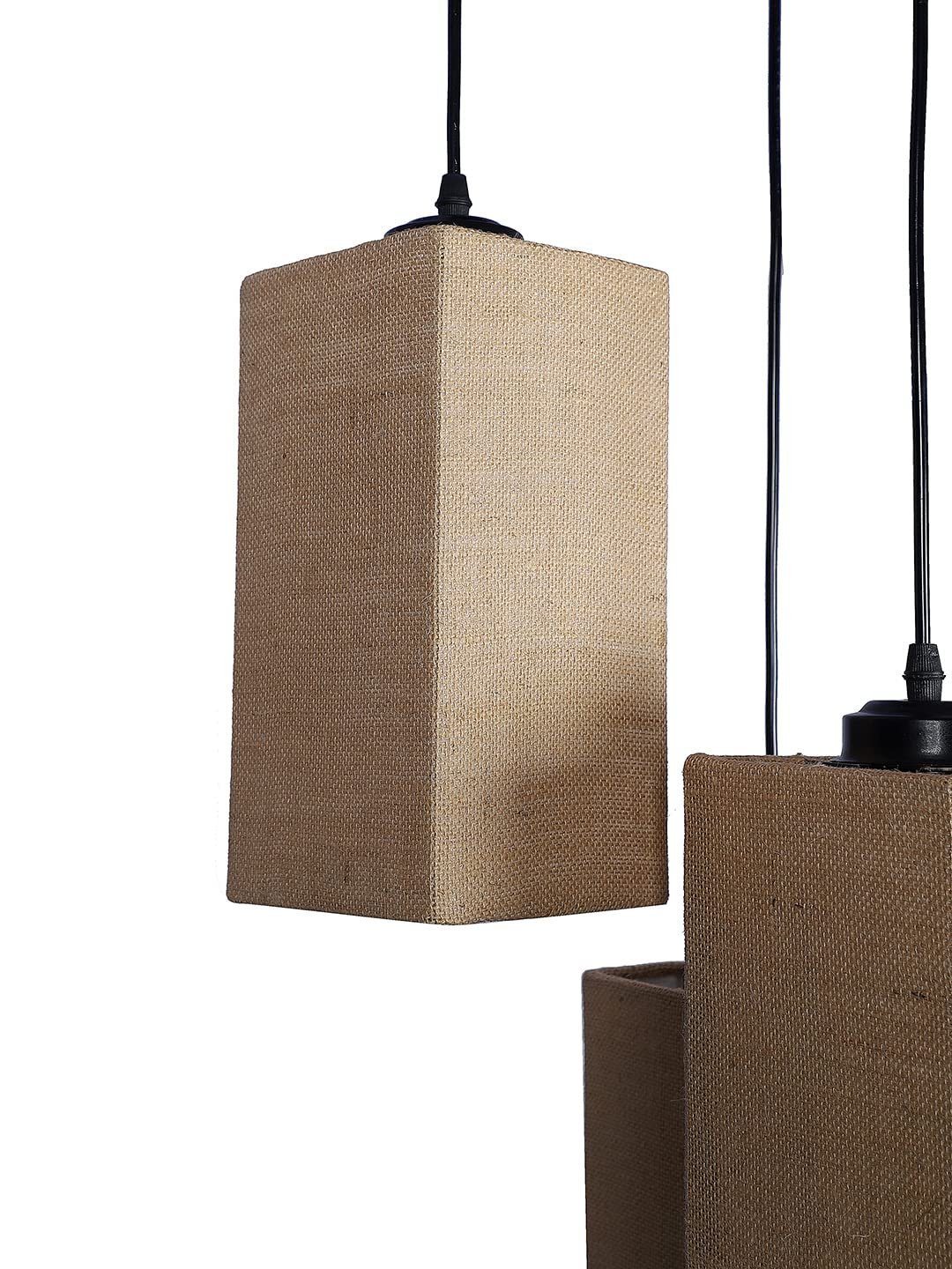 Beige Jute Square Cluster Hanging Lamp