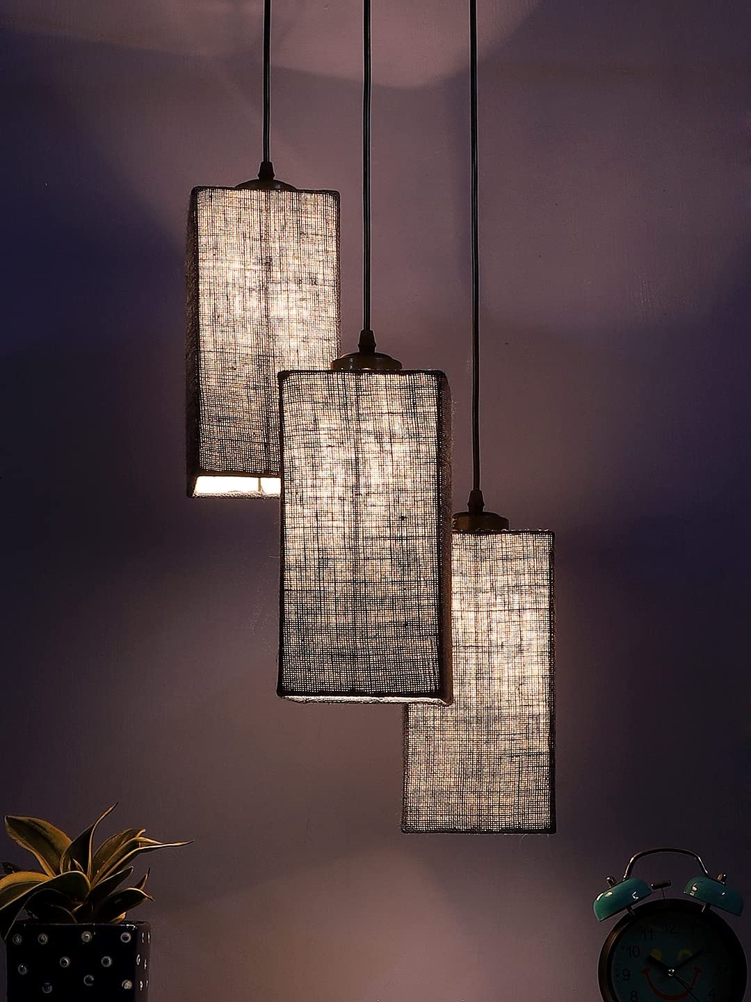 Blue Jute Square Cluster Hanging Lamp