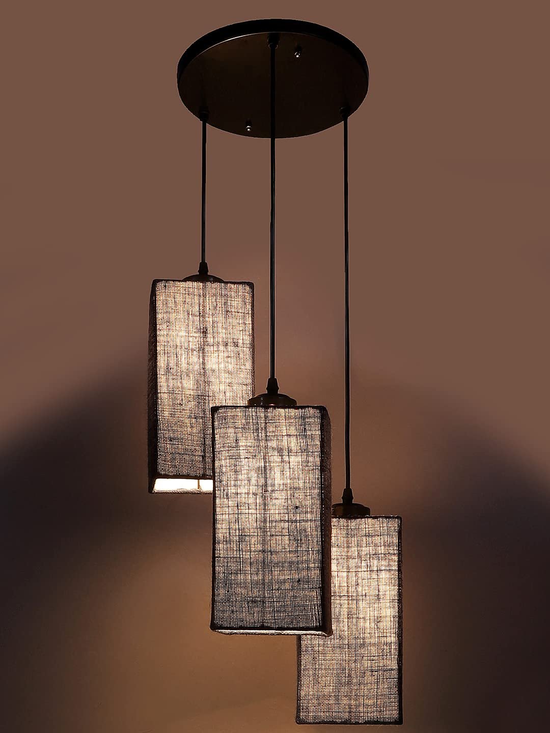 Blue Jute Square Cluster Hanging Lamp