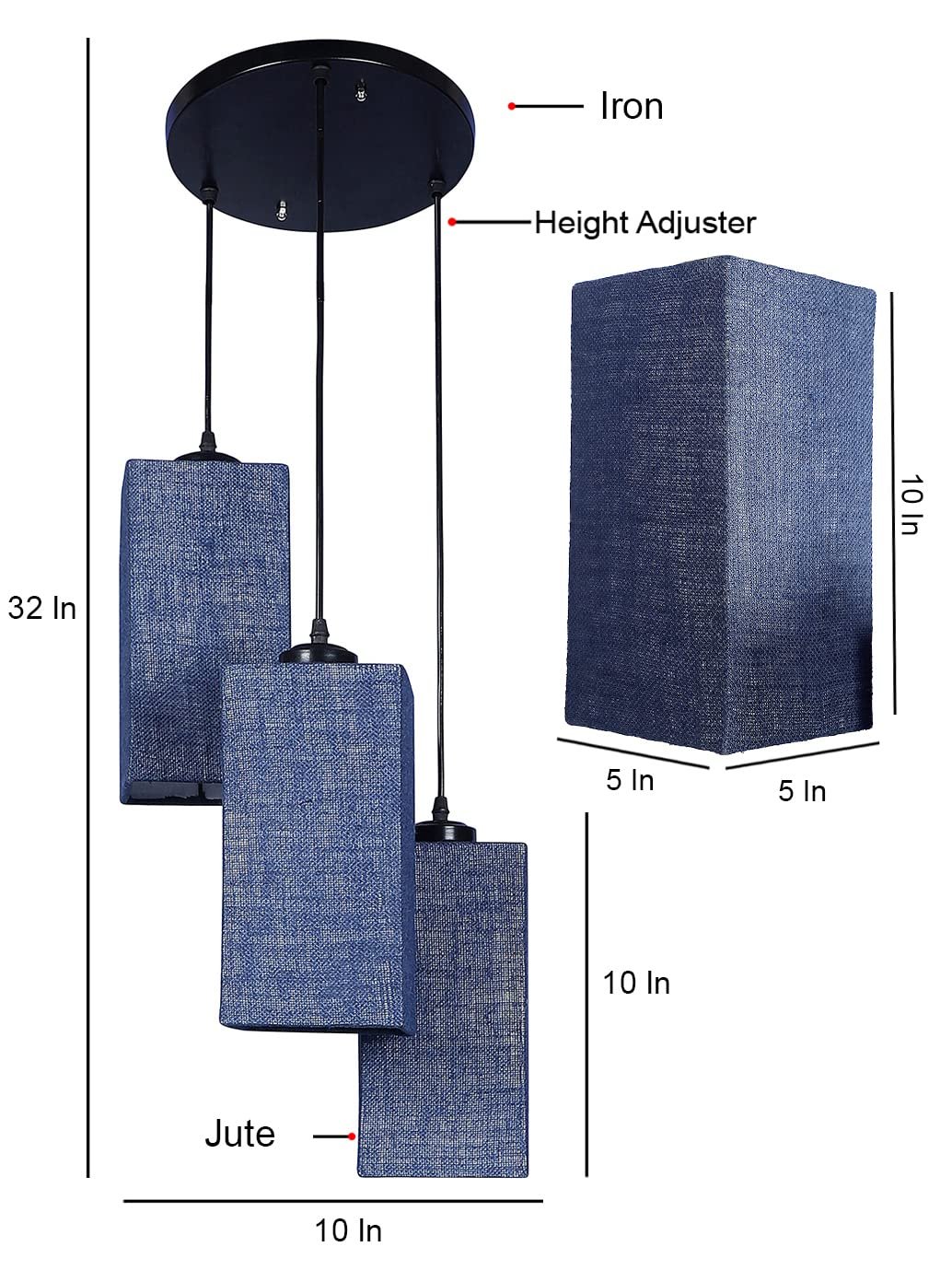 Blue Jute Square Cluster Hanging Lamp