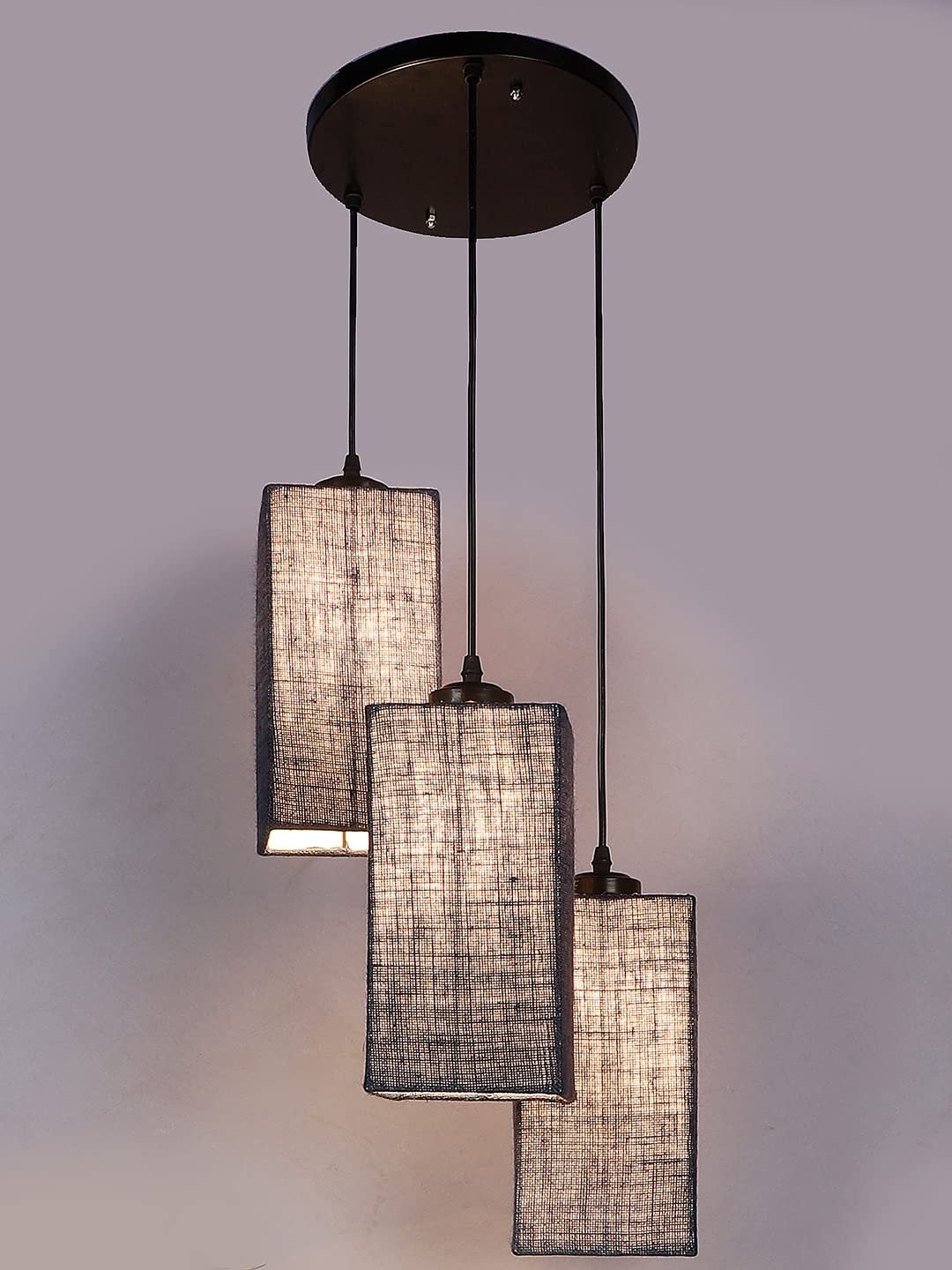 Blue Jute Square Cluster Hanging Lamp