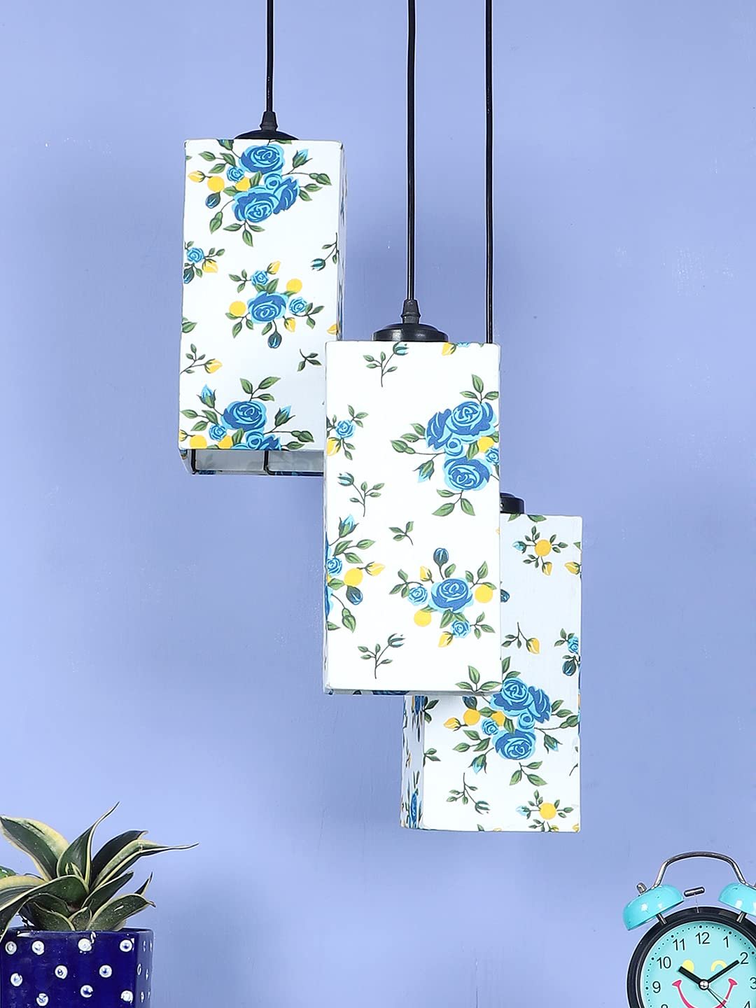 Multicolor Cotton Square Drum Cluster Hanging Lamp