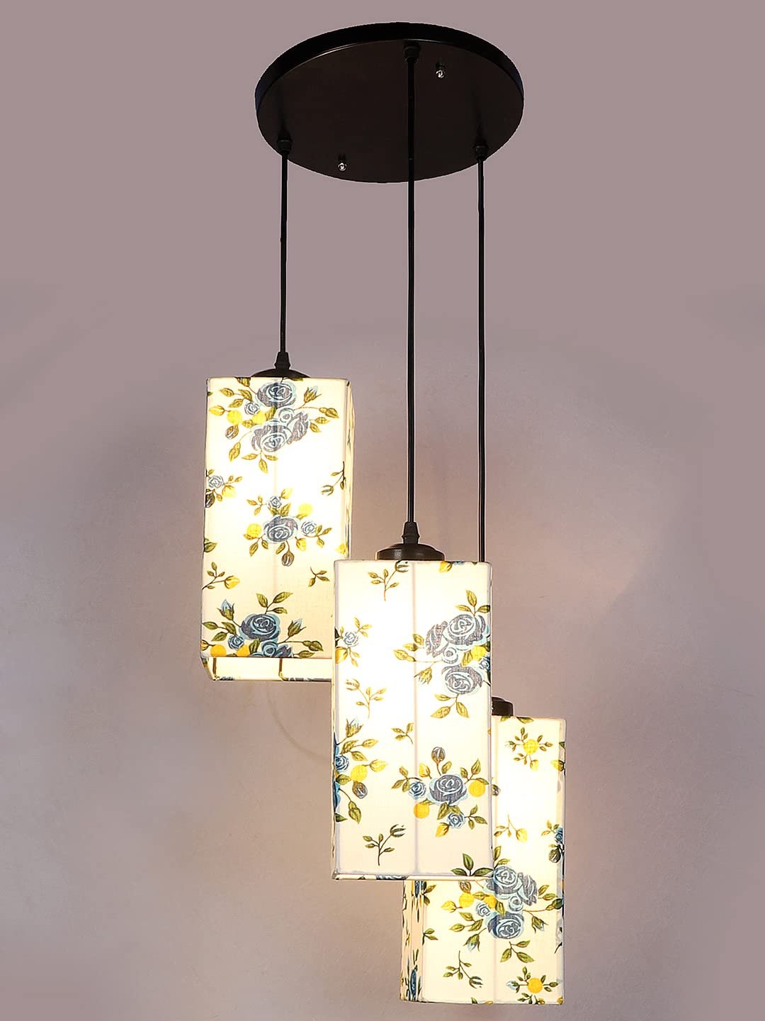 Multicolor Cotton Square Drum Cluster Hanging Lamp