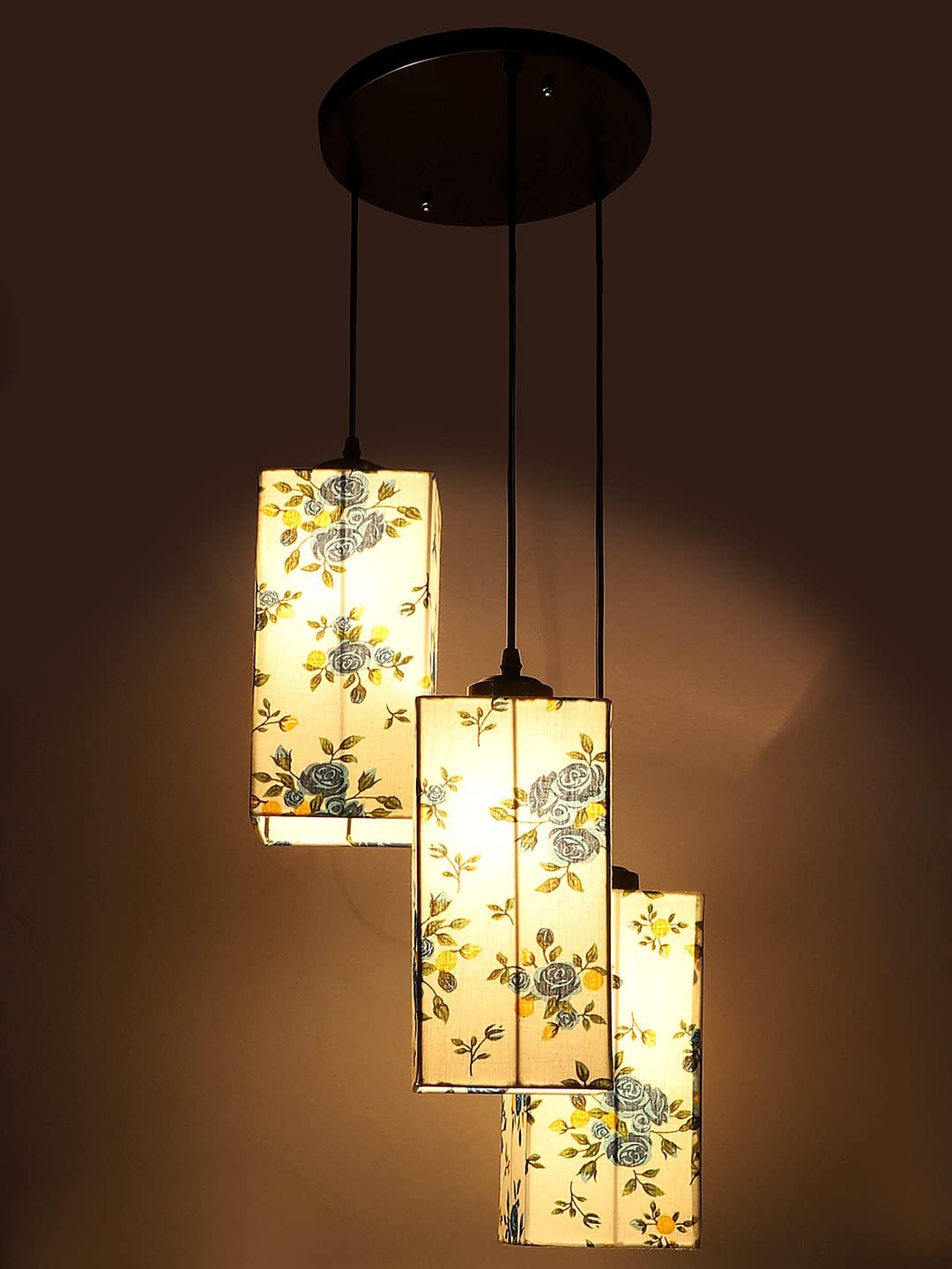 Multicolor Cotton Square Drum Cluster Hanging Lamp