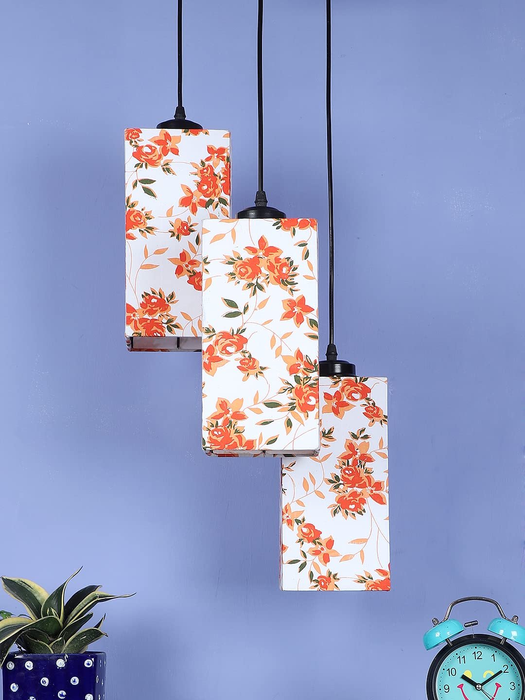 Multicolor Cotton Square Drum Cluster Hanging Lamp