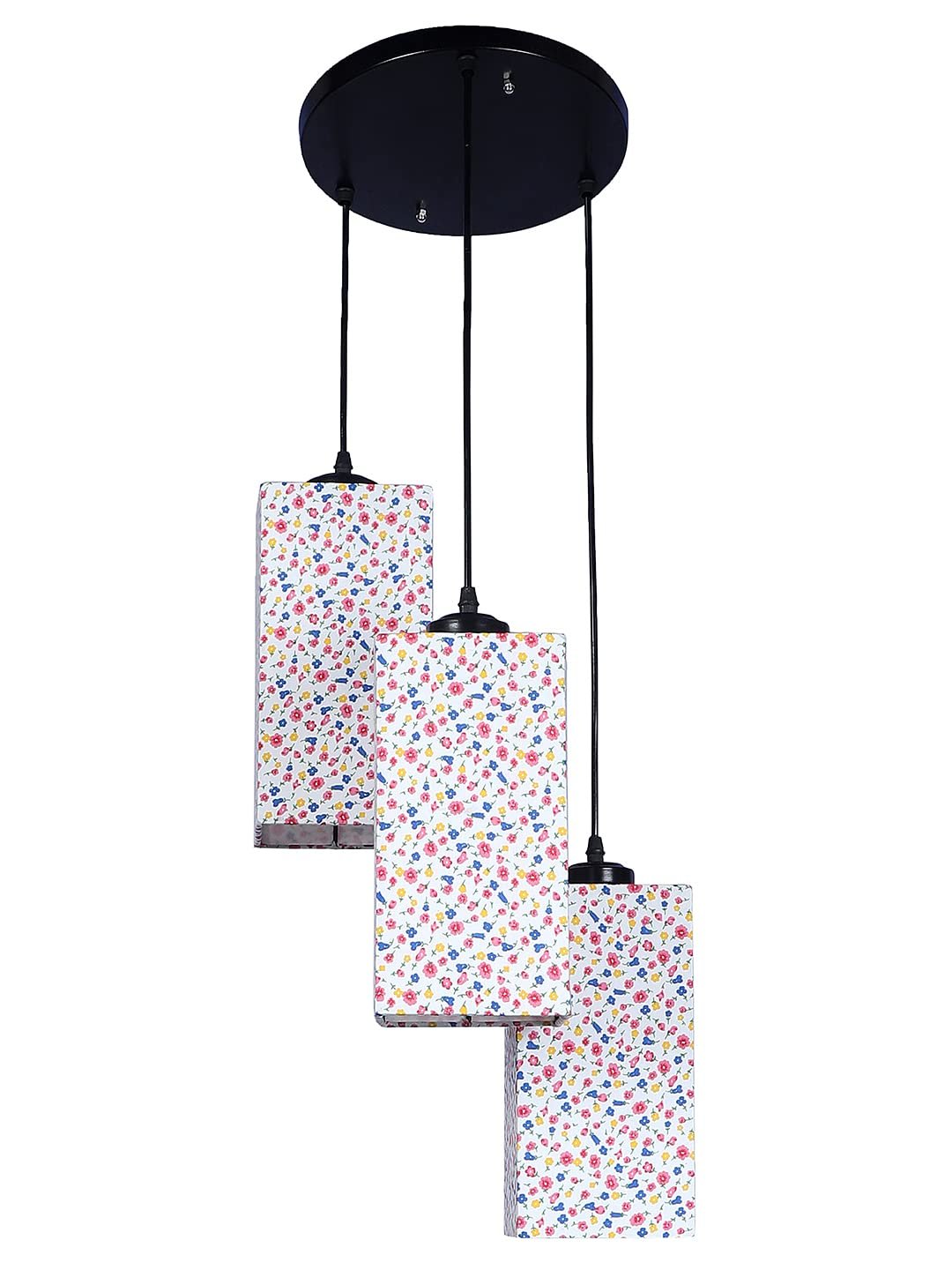 Multicolor Cotton Square Drum Cluster Hanging Lamp