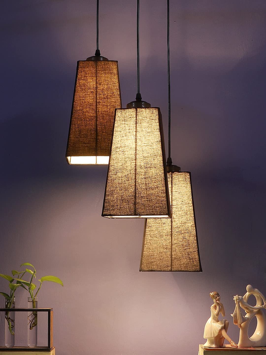 Black Cotton Pyramid Cluster Hanging Lamp