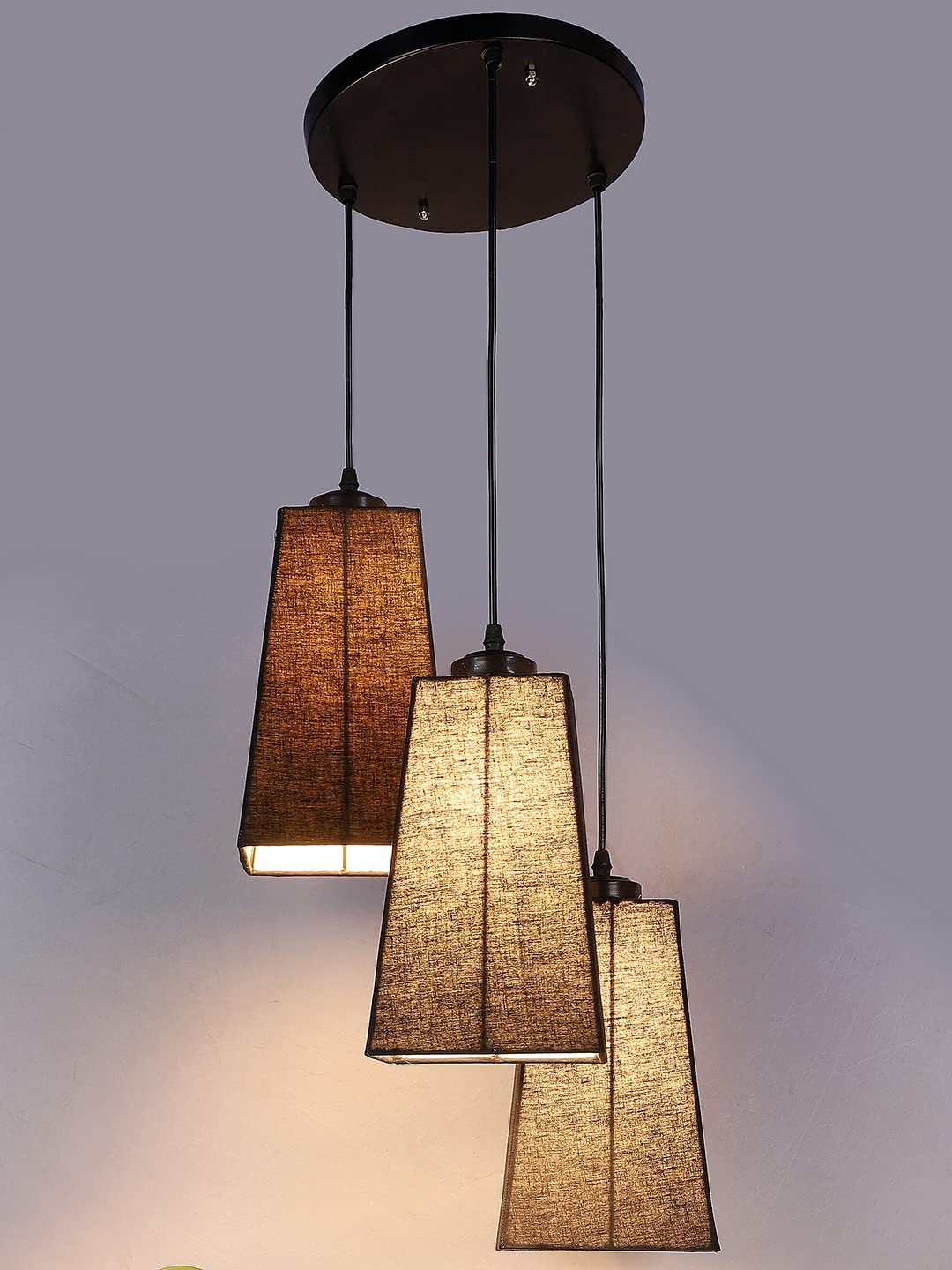 Black Cotton Pyramid Cluster Hanging Lamp