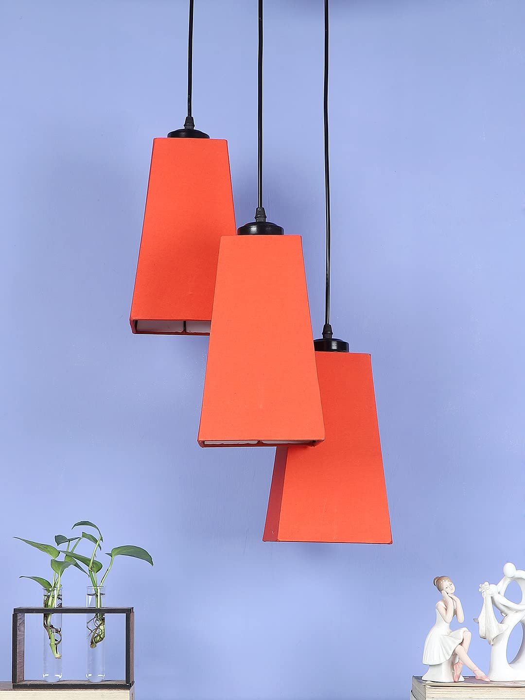 Orange Cotton Pyramid Cluster Hanging Lamp