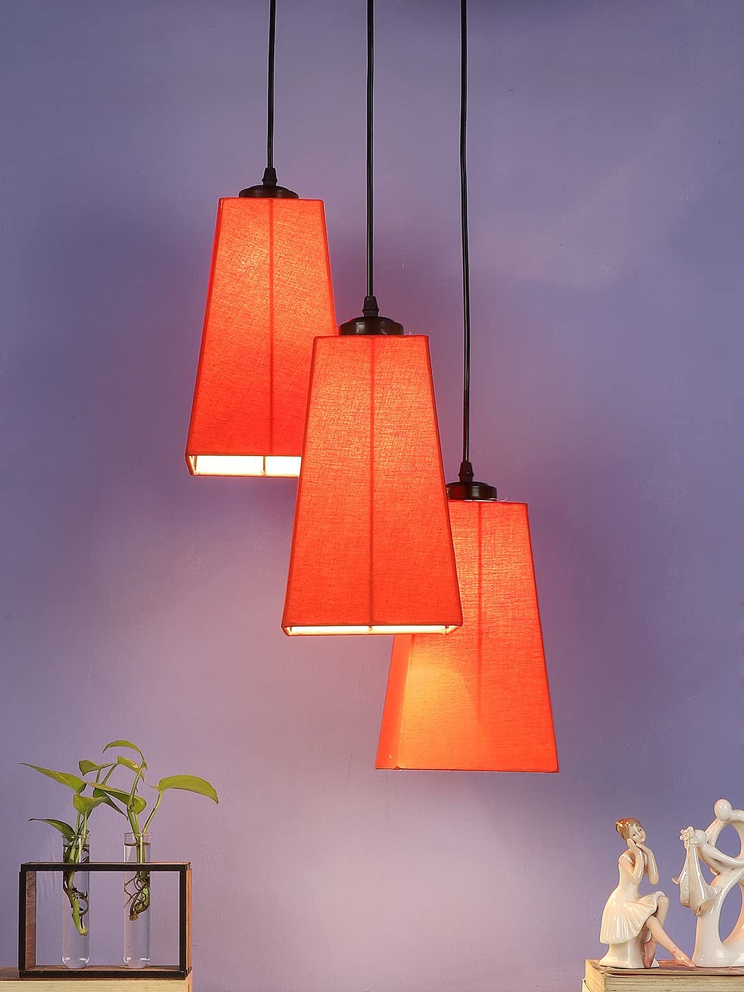 Orange Cotton Pyramid Cluster Hanging Lamp