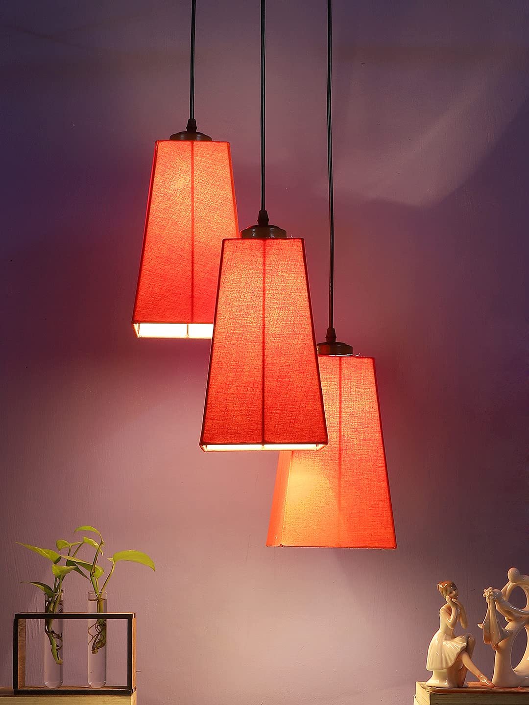 Orange Cotton Pyramid Cluster Hanging Lamp