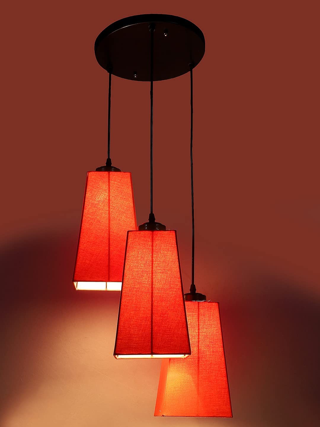 Orange Cotton Pyramid Cluster Hanging Lamp