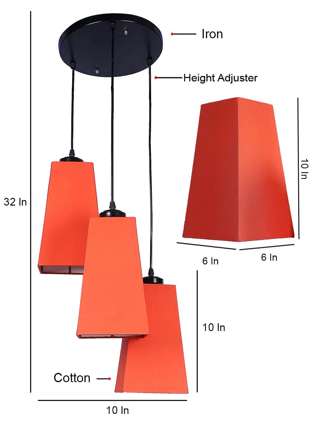 Orange Cotton Pyramid Cluster Hanging Lamp