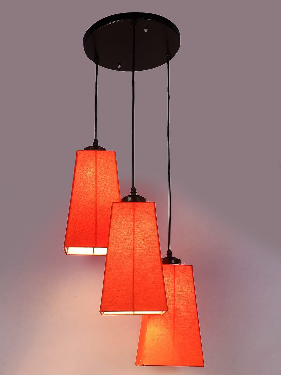 Orange Cotton Pyramid Cluster Hanging Lamp