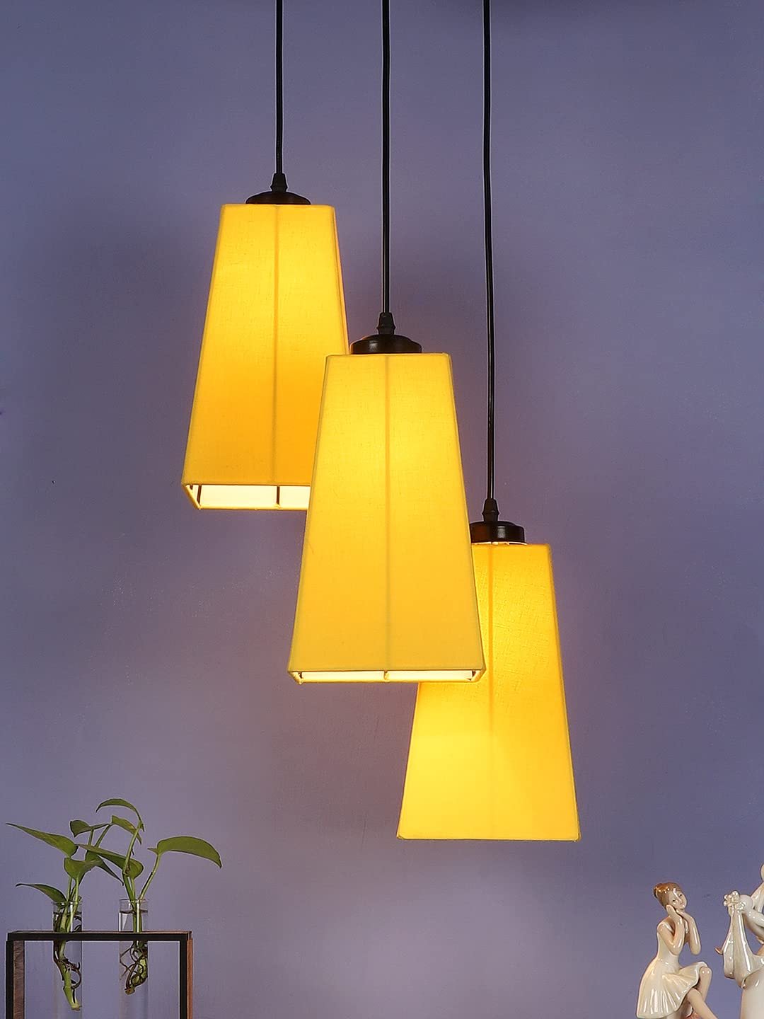 Yellow Cotton Pyramid Cluster Hanging Lamp