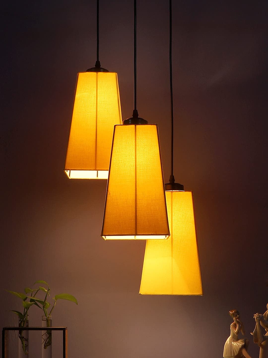 Yellow Cotton Pyramid Cluster Hanging Lamp