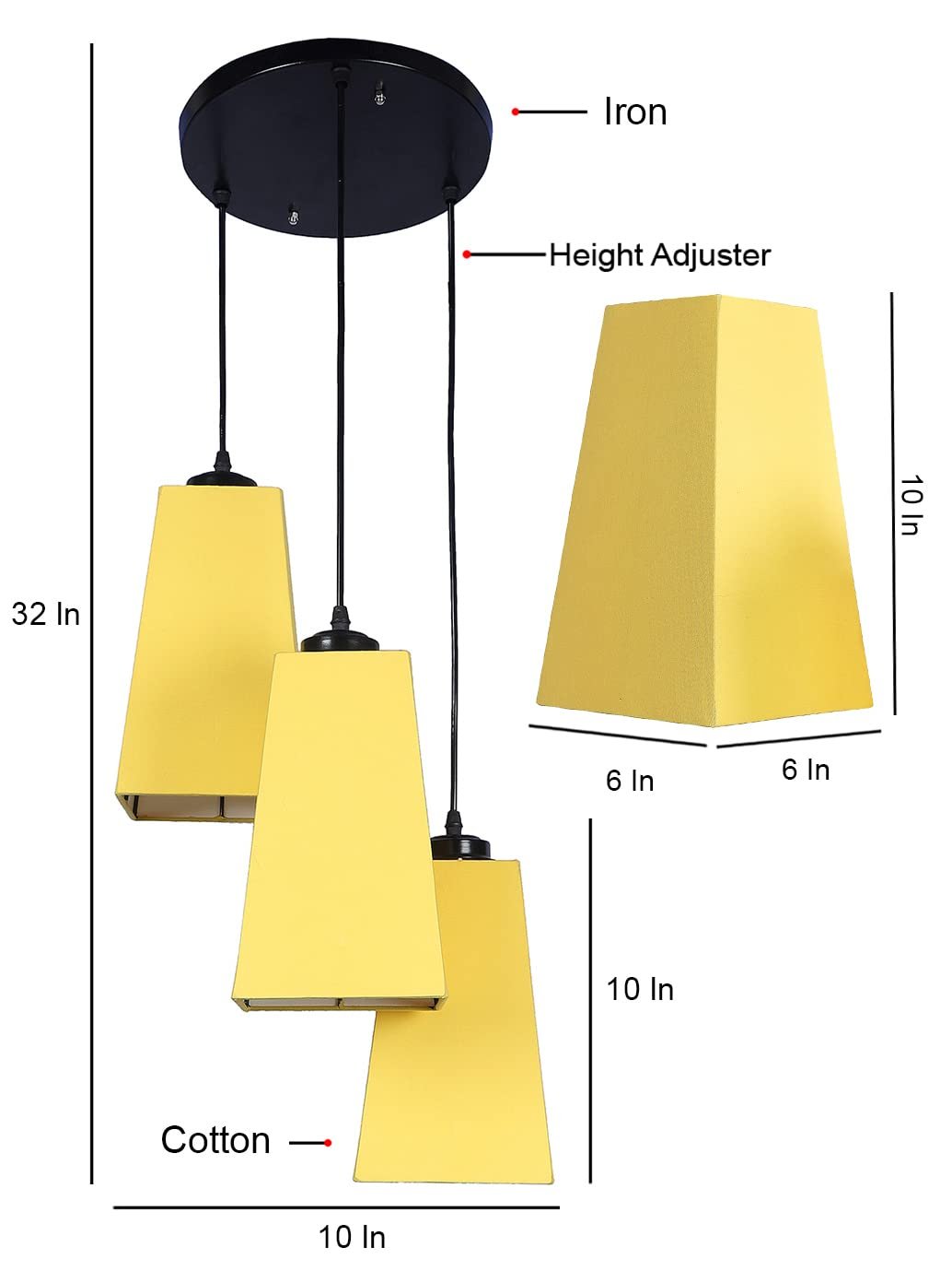 Yellow Cotton Pyramid Cluster Hanging Lamp