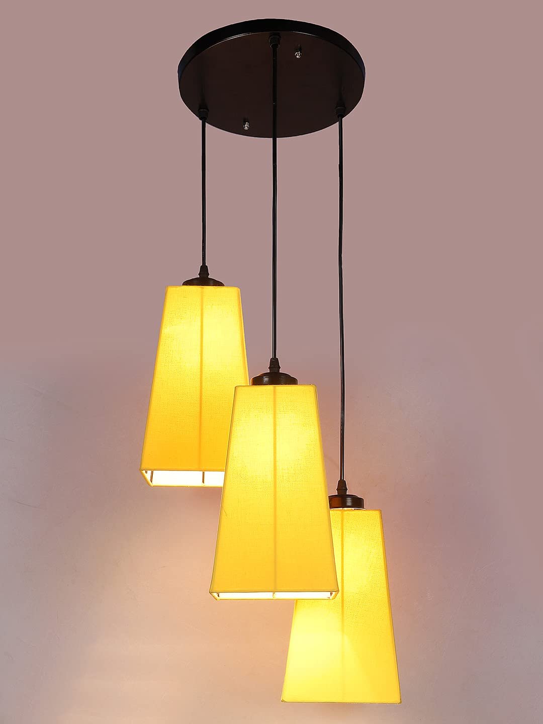 Yellow Cotton Pyramid Cluster Hanging Lamp