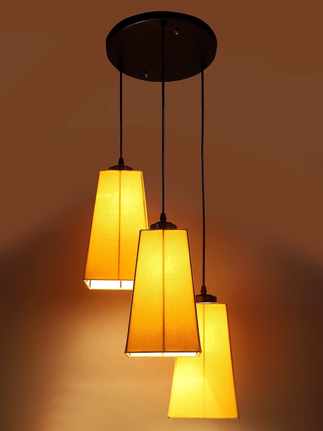 Yellow Cotton Pyramid Cluster Hanging Lamp