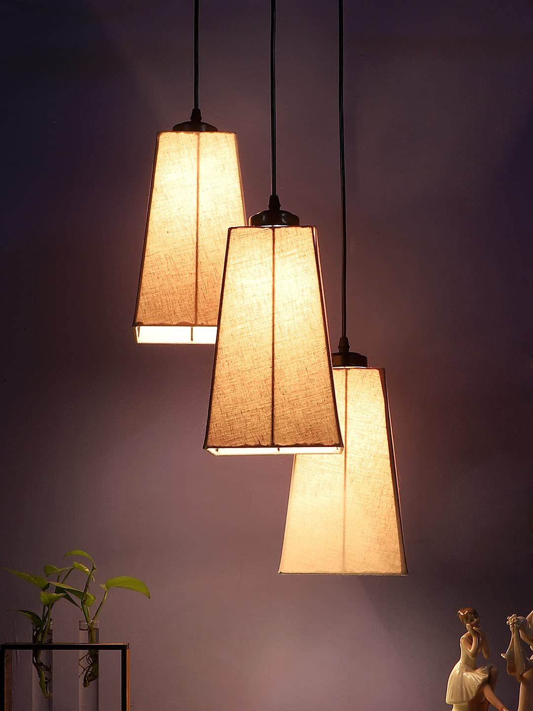 Grey Cotton Pyramid Cluster Hanging Lamp