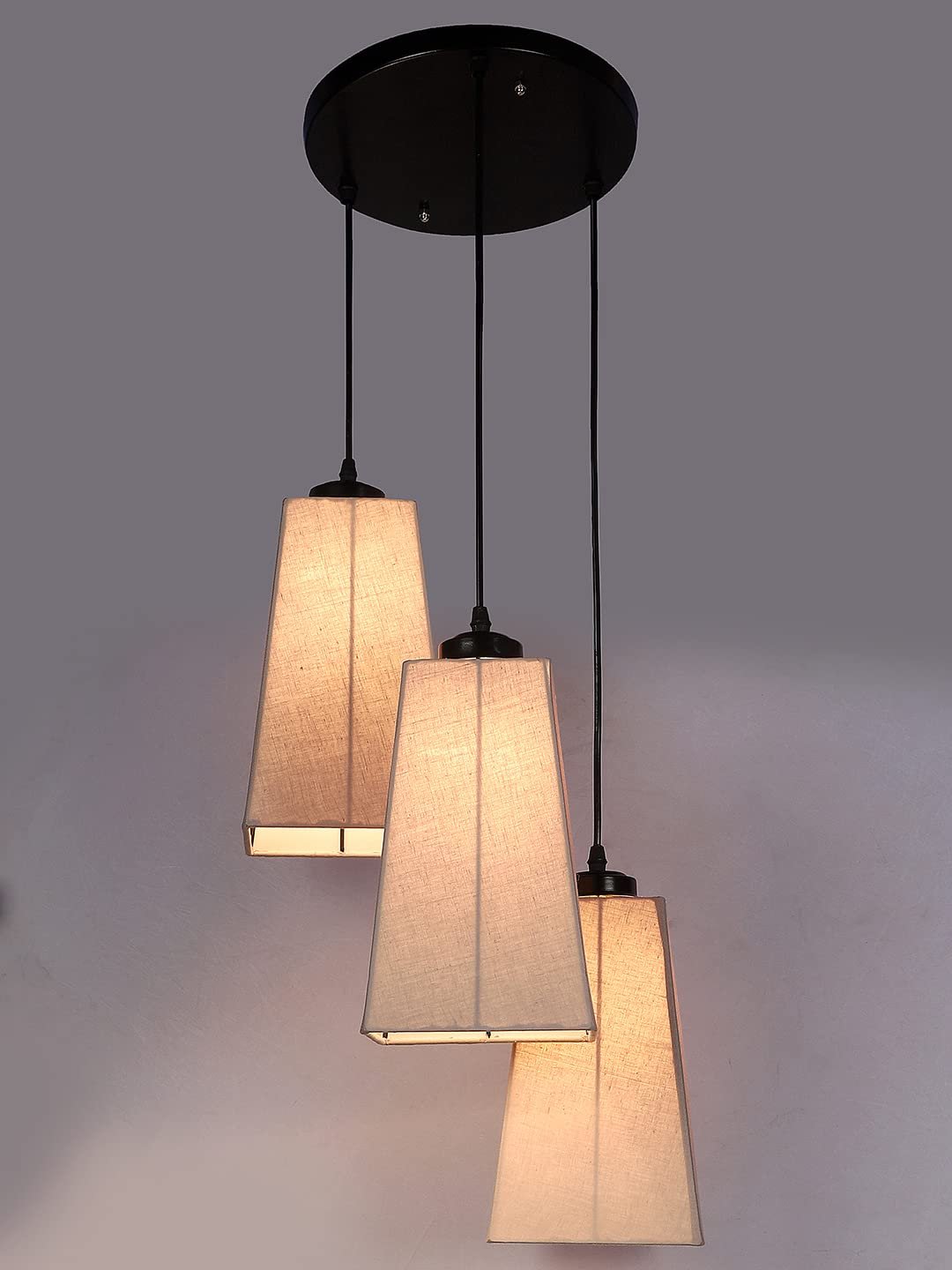 Grey Cotton Pyramid Cluster Hanging Lamp