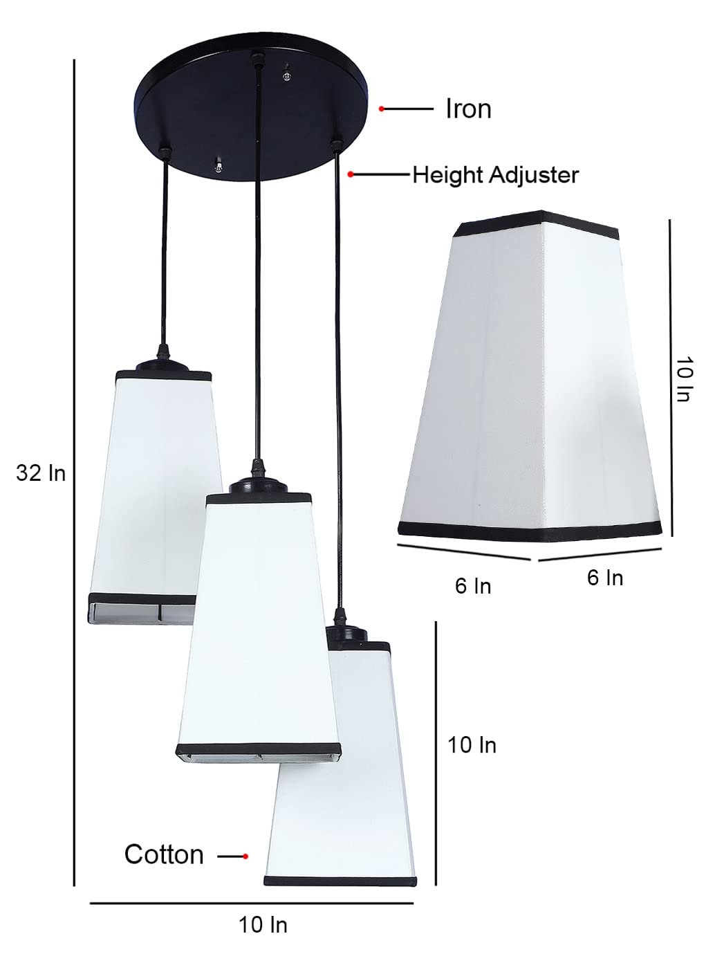 Multicolor Cotton Pyramid Drum Cluster Hanging Lamp