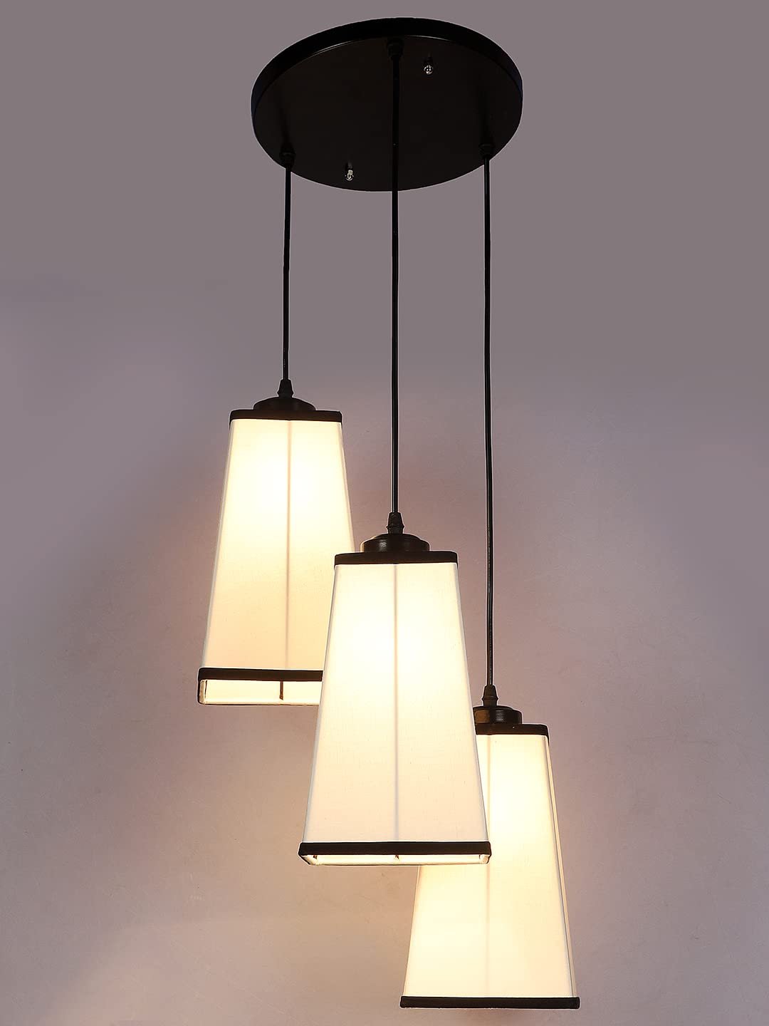 Multicolor Cotton Pyramid Drum Cluster Hanging Lamp