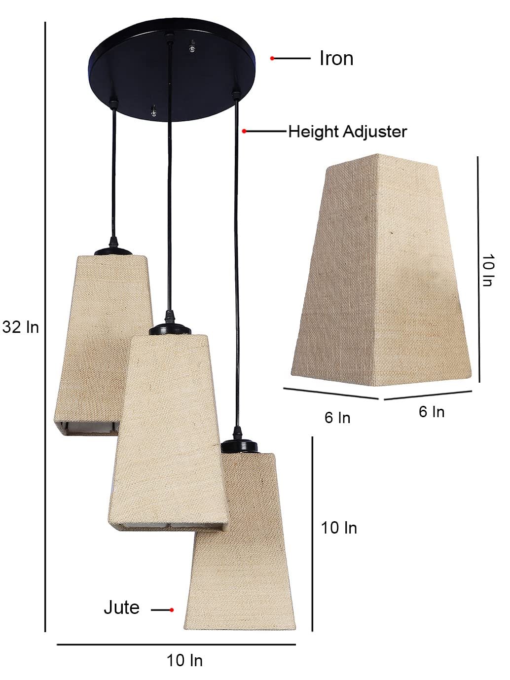 Beige Jute Pyramid Cluster Hanging Lamp