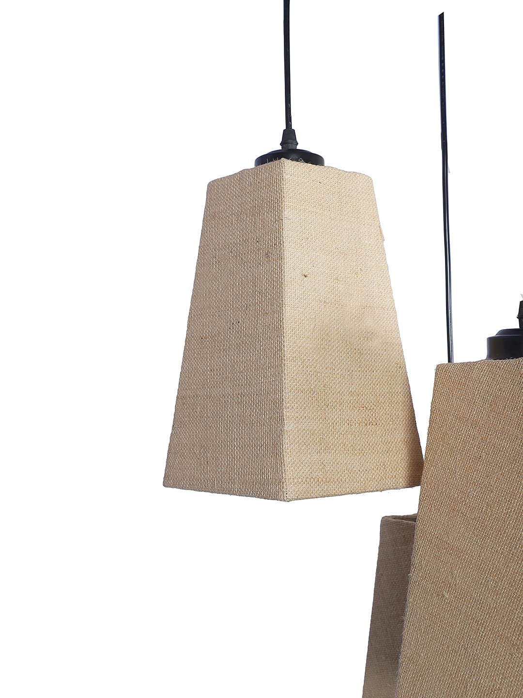 Beige Jute Pyramid Cluster Hanging Lamp