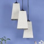 White Jute Pyramid Cluster Hanging Lamp