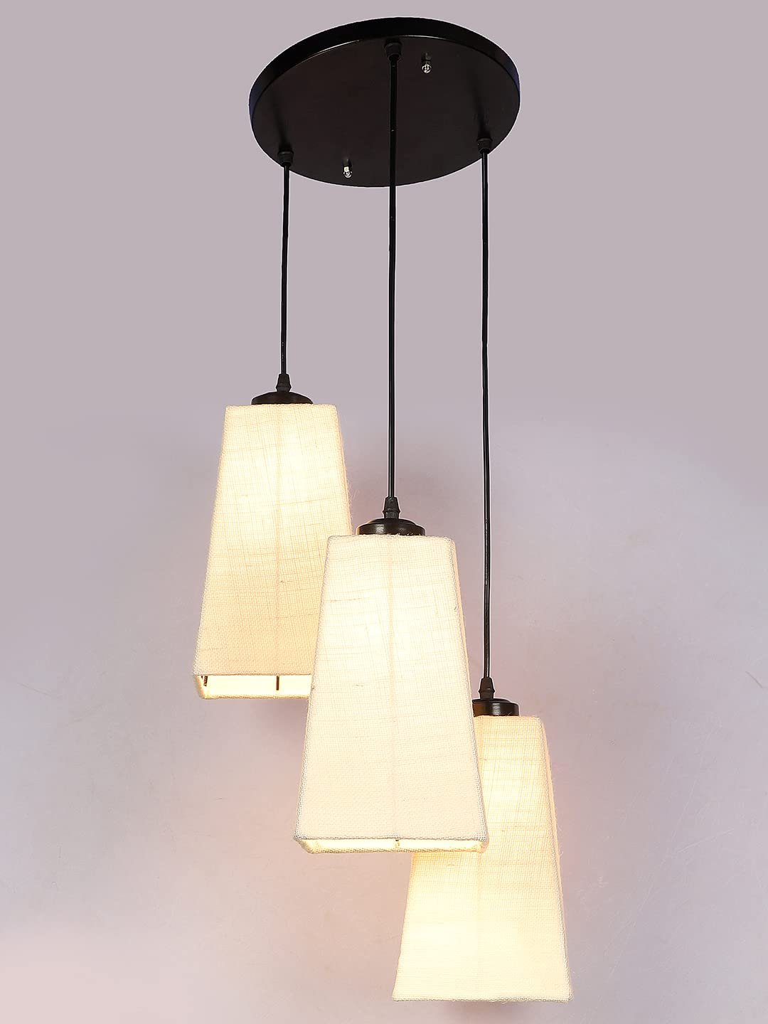 White Jute Pyramid Cluster Hanging Lamp