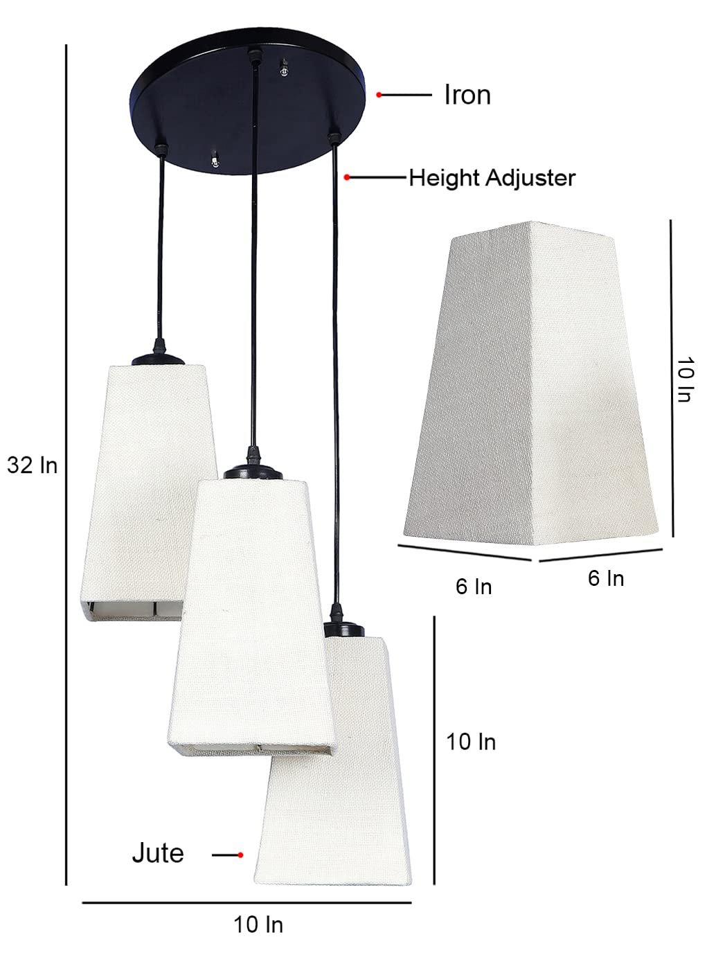 White Jute Pyramid Cluster Hanging Lamp