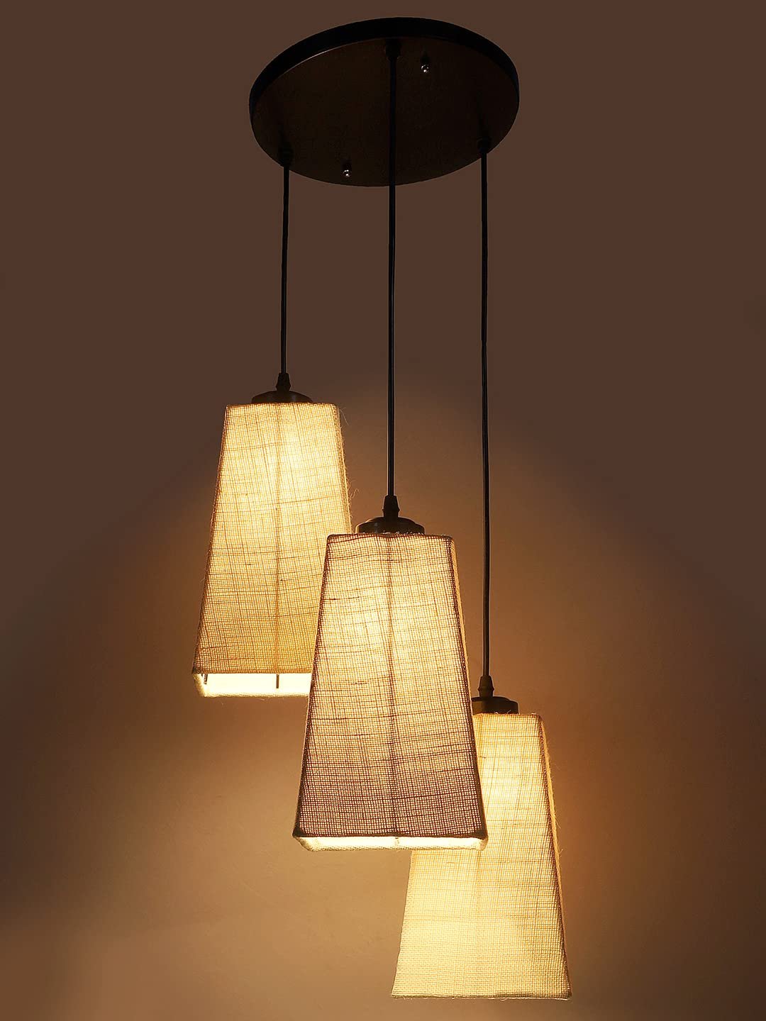 White Jute Pyramid Cluster Hanging Lamp