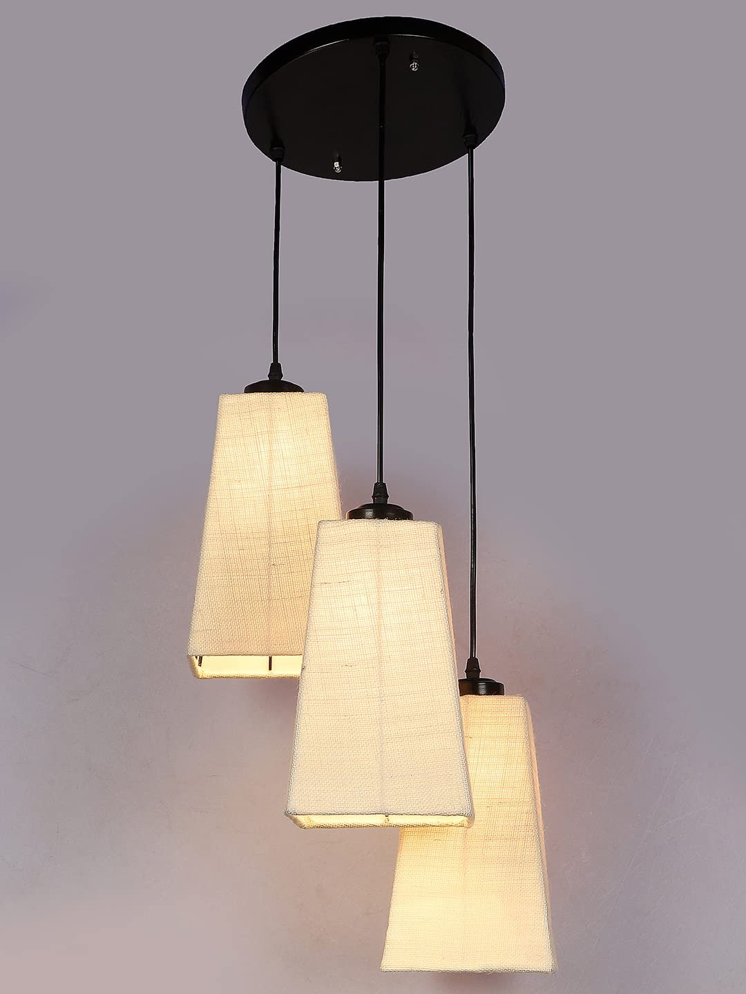 White Jute Pyramid Cluster Hanging Lamp