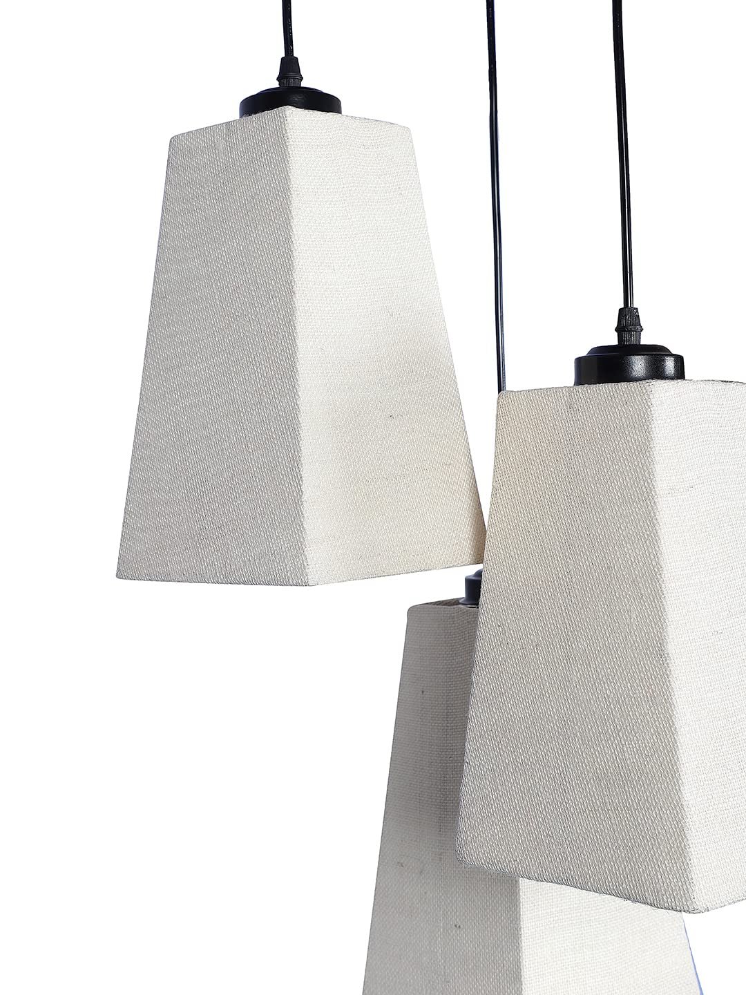 White Jute Pyramid Cluster Hanging Lamp