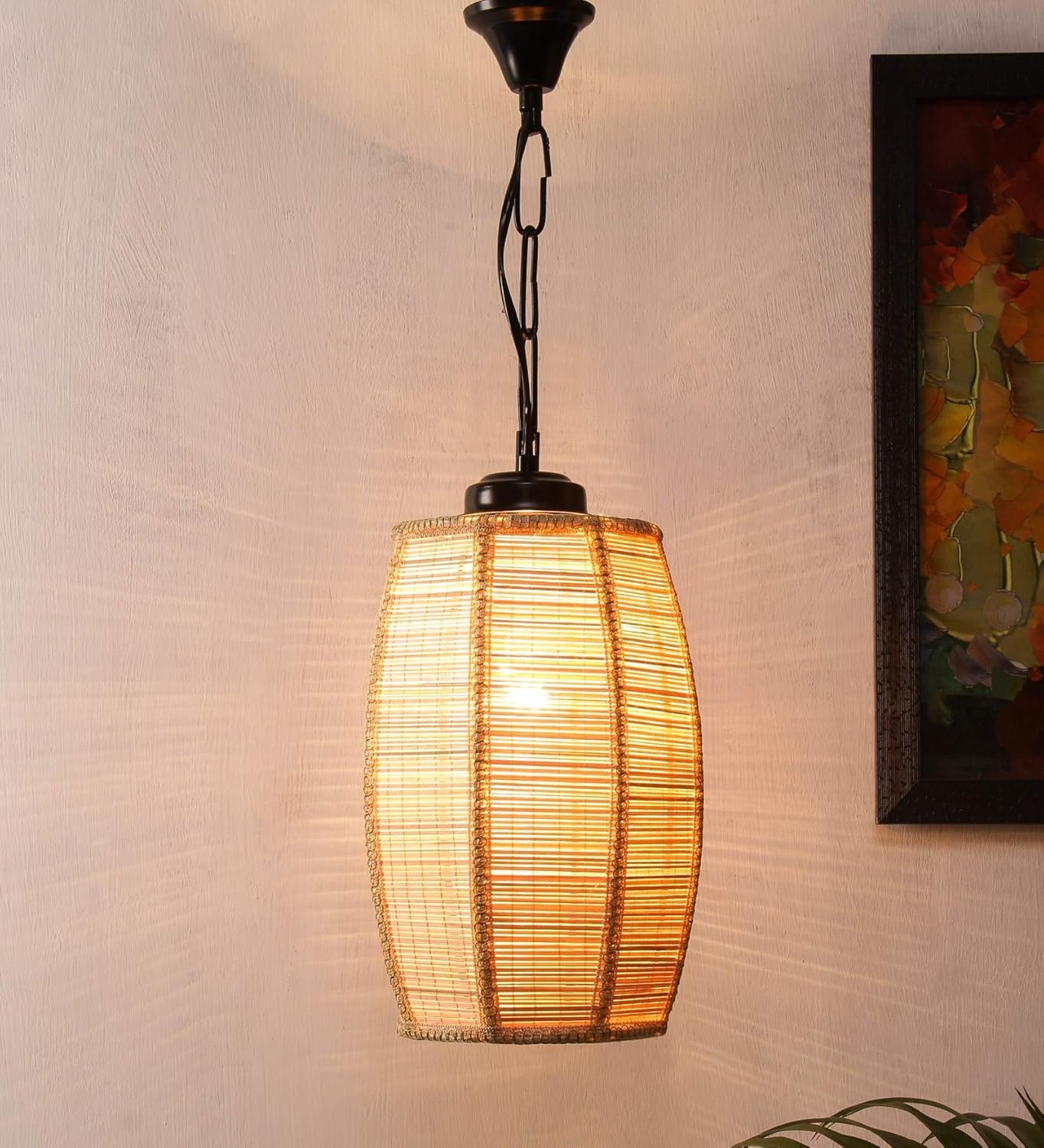 Bamboo Dholak Hanging for Home D�cor (Bamboo Natural)